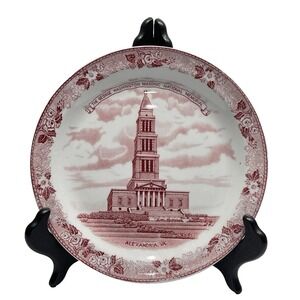 Vintage George Washington Masonic National Memorial Plate Red Transferware 7"